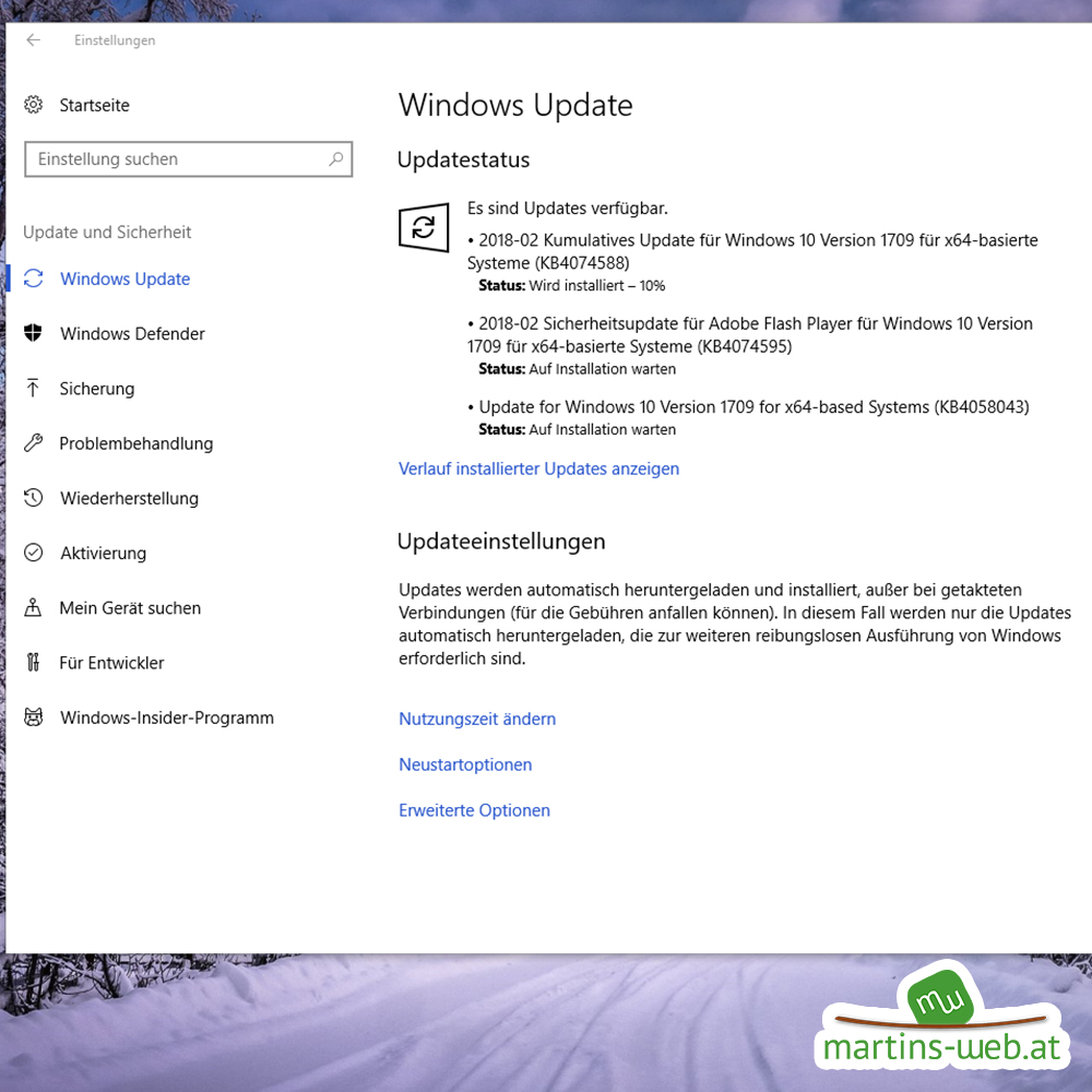 windows 10 update auf installation warten