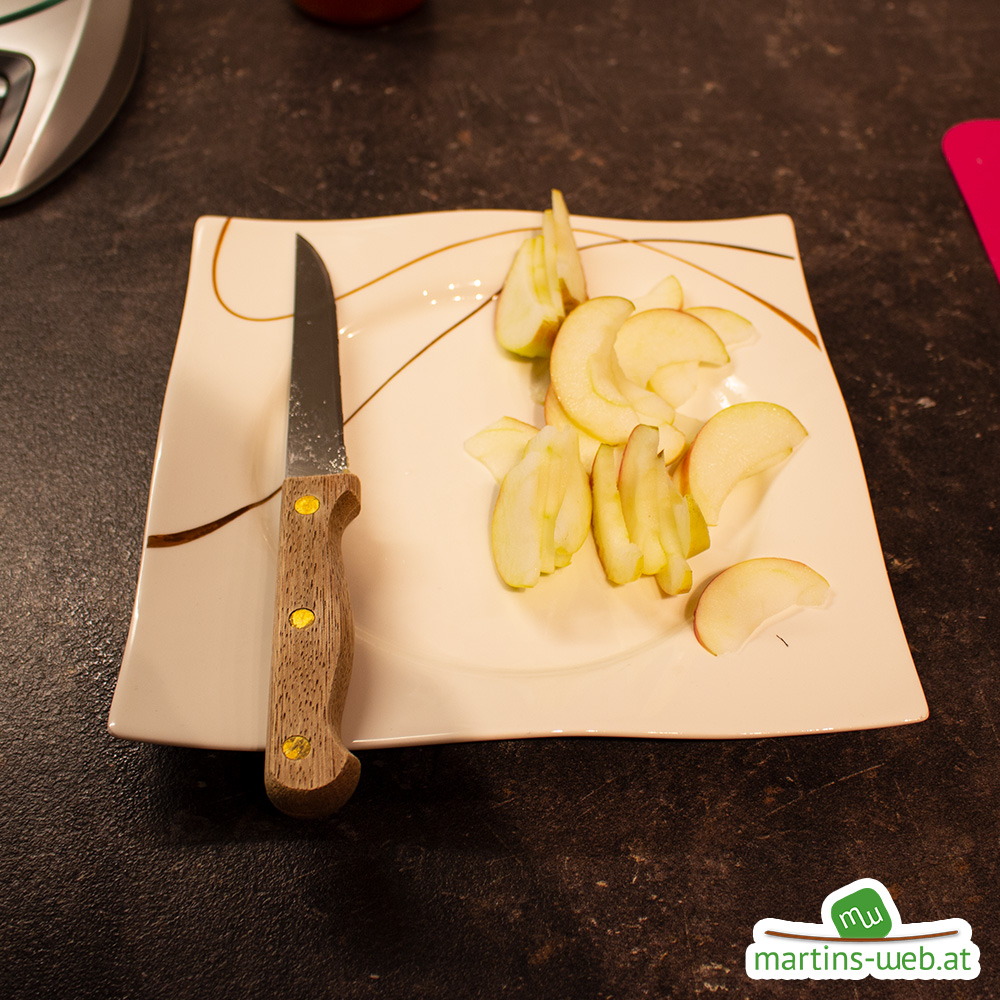 Apfel in Spalten geschnitten