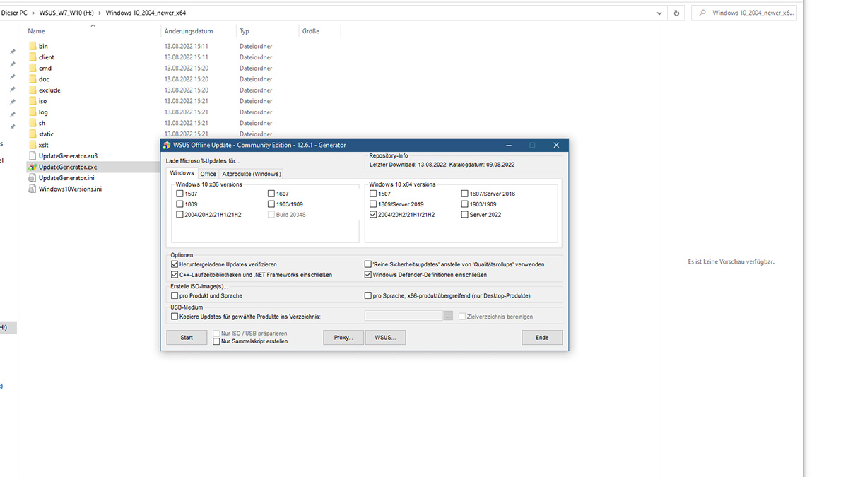 WSUS Offline Update Generator starten