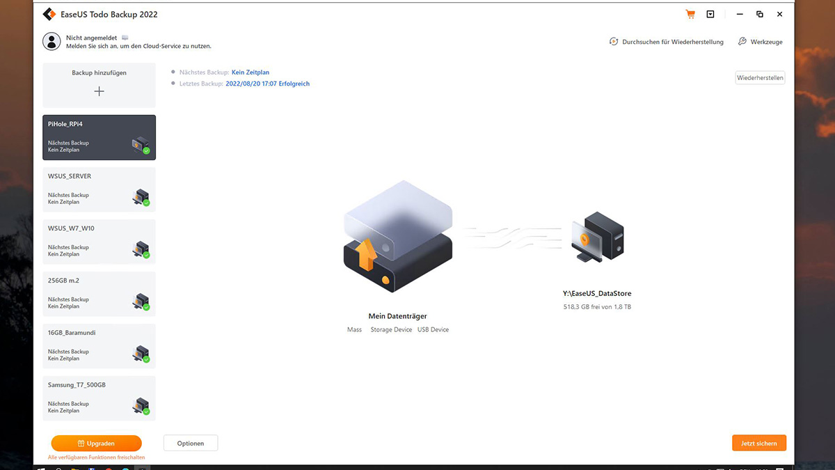 EaseUS Backup Dashboard