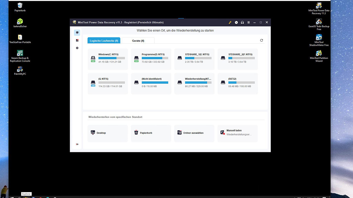MiniTool Power Data Recovery Dashboard
