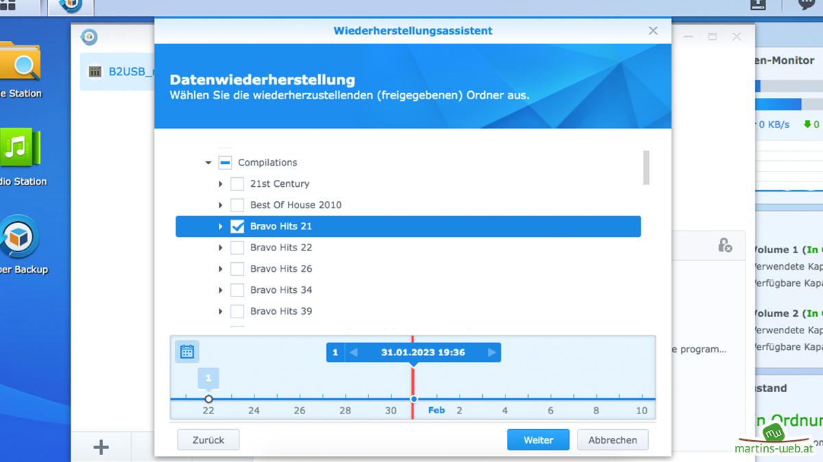 Elemente zur Wiederherstellung auswählen