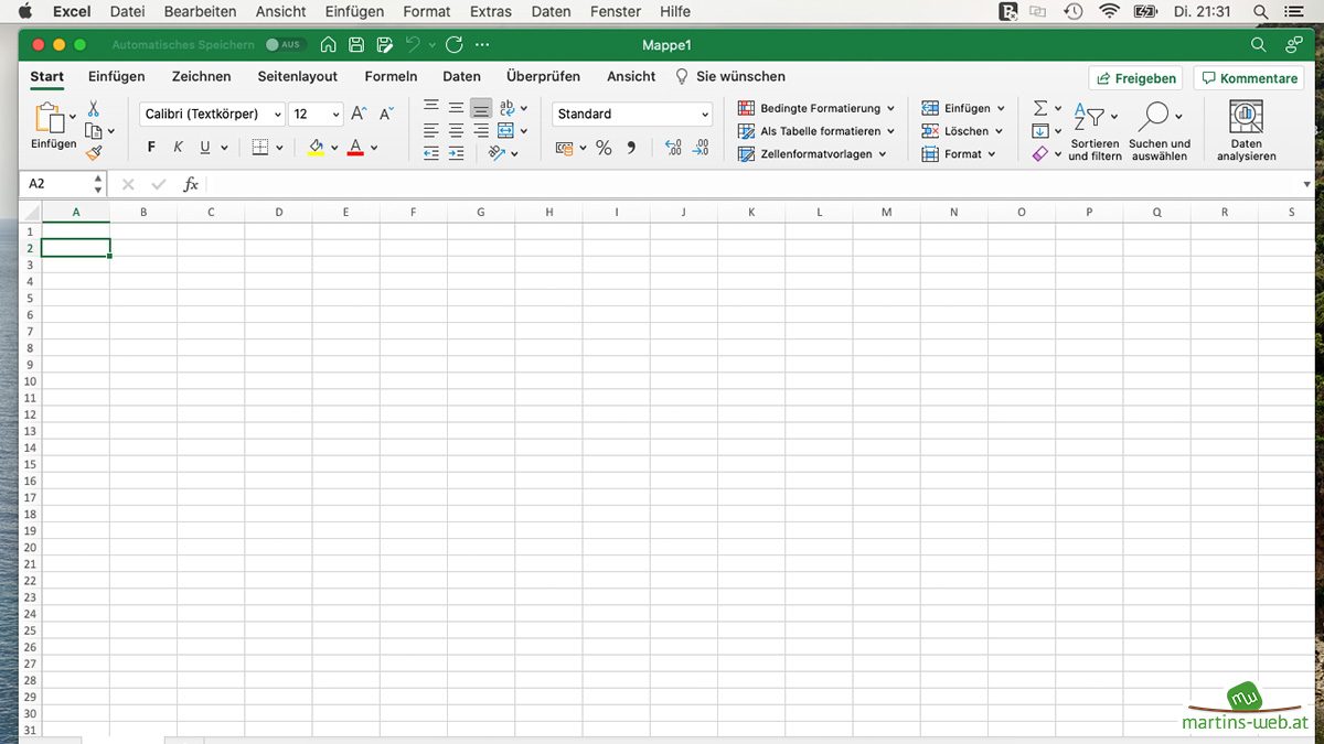 MS Excel am MacBook Pro 2011 mit Catalina